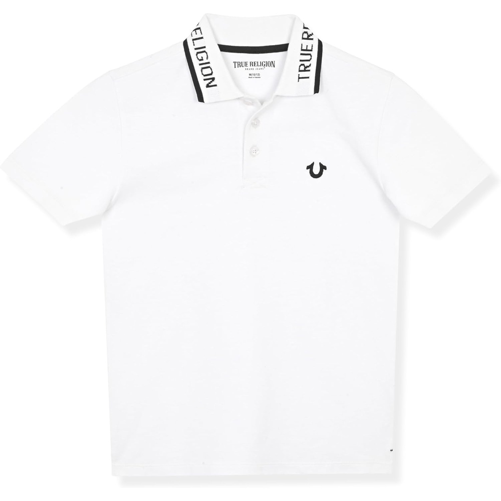 image:imageTrue Religion Boys Short Sleeve Polo Shirt for KidsWhiteblack