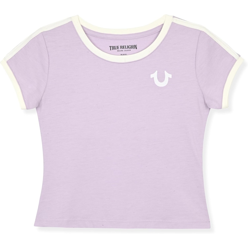 image:imageTrue Religion Girls Short Sleeve Tee Shirt with Embelishments  Soft and Comfortable Girls TShirtsOrchid Ribbon
