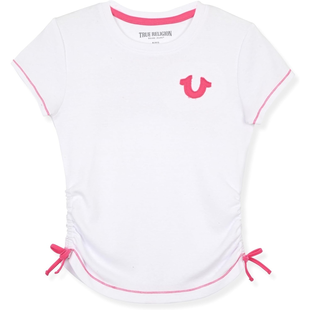 image:imageTrue Religion Girls Short Sleeve Tee Shirt with Embelishments  Soft and Comfortable Girls TShirtsWhite Cinch