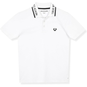 True Religion Boys Short Sleeve Polo Shirt for Kids(White-black)