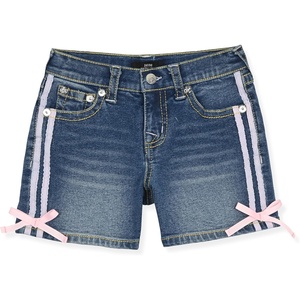True Religion Girls Denim Shorts for Kids(Vintage Blue-pink)