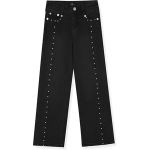 True Religion Girls Fashion Jeans Premium Designer Denim Pants for Kids (Sizes 7-14)(Black Studs)