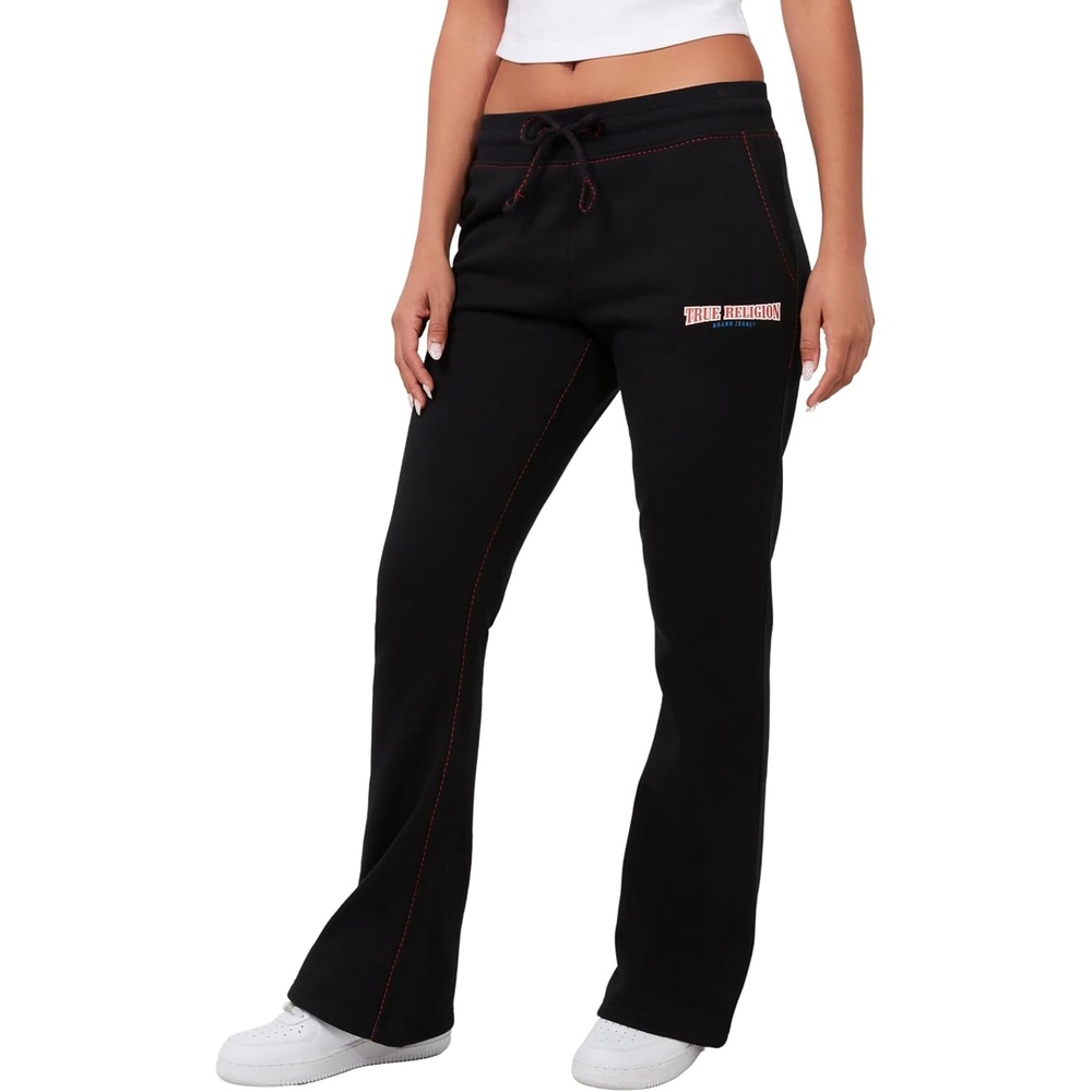 image:imageTrue Religion Big T Bootcut Active Bottom Pants for WomensJet Black