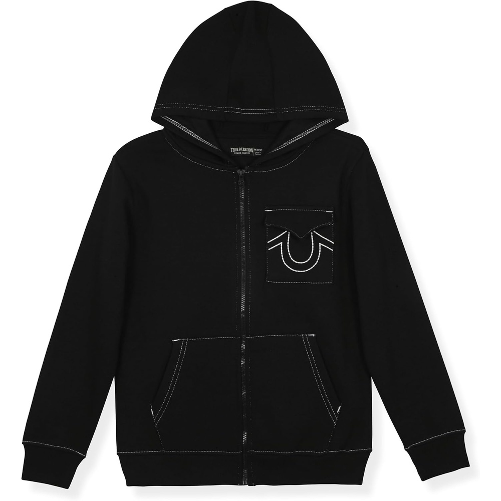 image:imageTrue Religion Boys Fleece Hoodies  Premium Zip Front amp Pullover Sweatshirts Stylish Design amp ComfortBlack White Zip