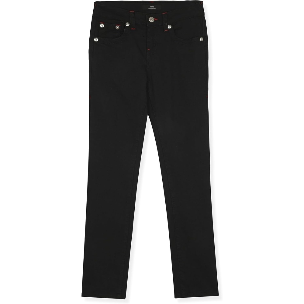 image:imageTrue Religion Boys Jeans Kids Premium Stretch Denim PantsBlack Red Chainstitch