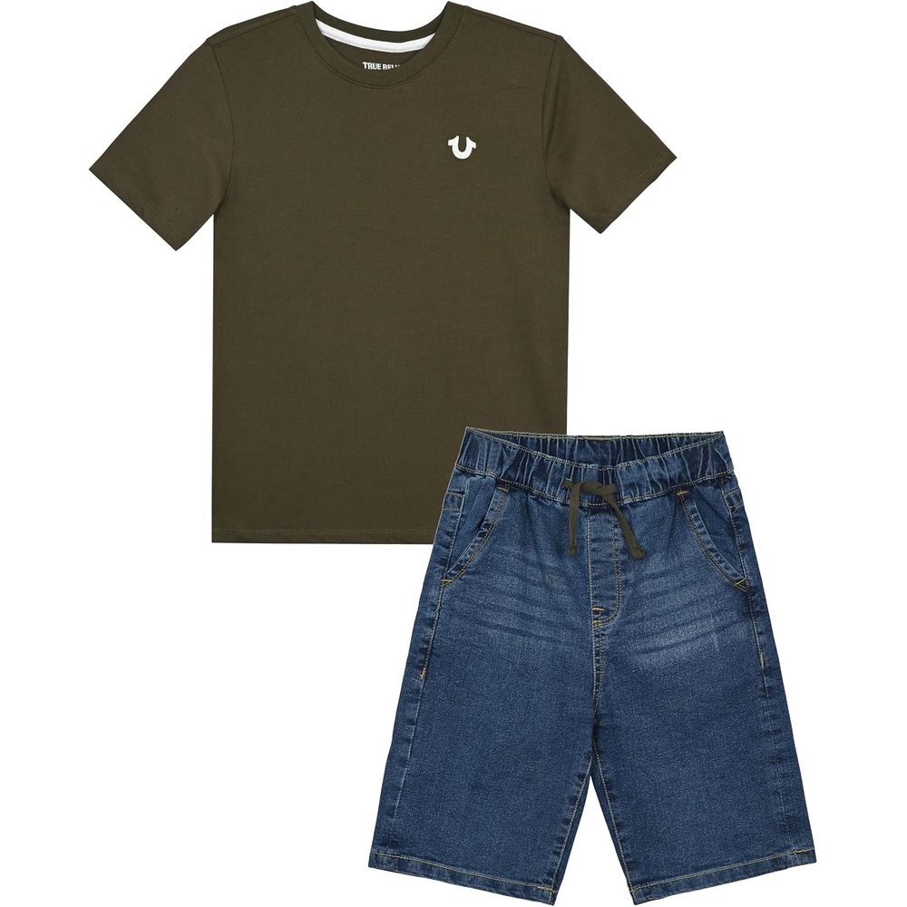 image:imageTrue Religion Boys Short Sets for Kids  Boys Jean Shorts and Tee Shirt Clothing SetKalamata Blue Wash