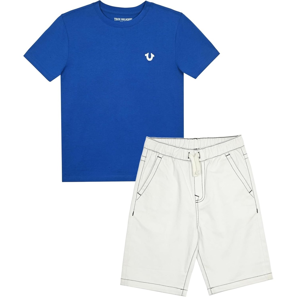 image:imageTrue Religion Boys Short Sets for Kids  Boys Jean Shorts and Tee Shirt Clothing SetRoyal Blue White