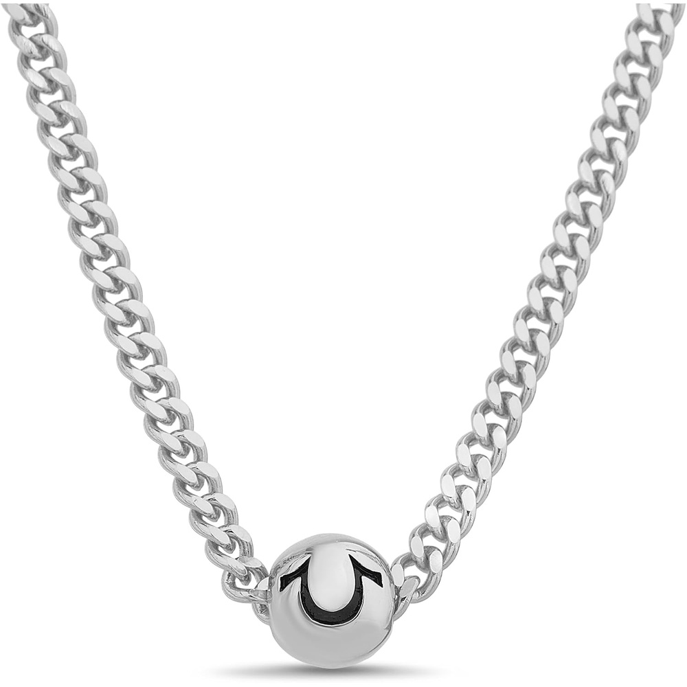 image:imageTrue Religion Horseshoe Pendant 22 Inch Long 3mm Thick Curb Chain Necklace for MenWhite