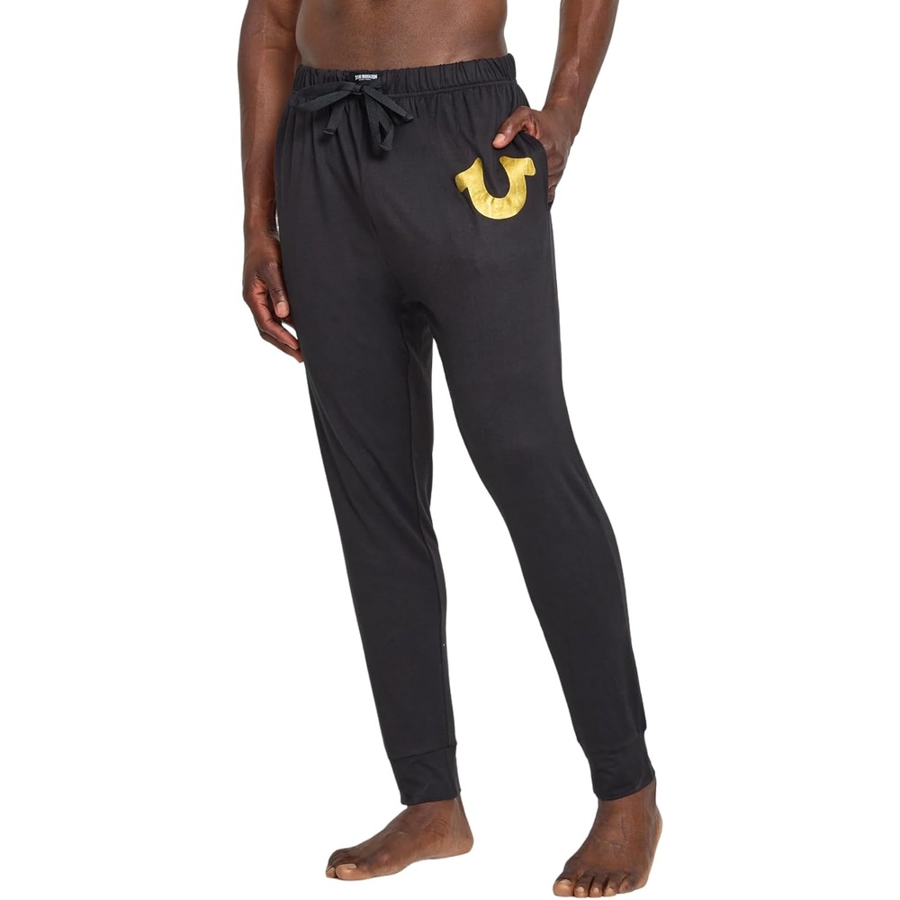 image:imageTrue Religion Mens Jogger Pajama Pants Lightweight Lounge Casual SleepBlack W Gold Logo
