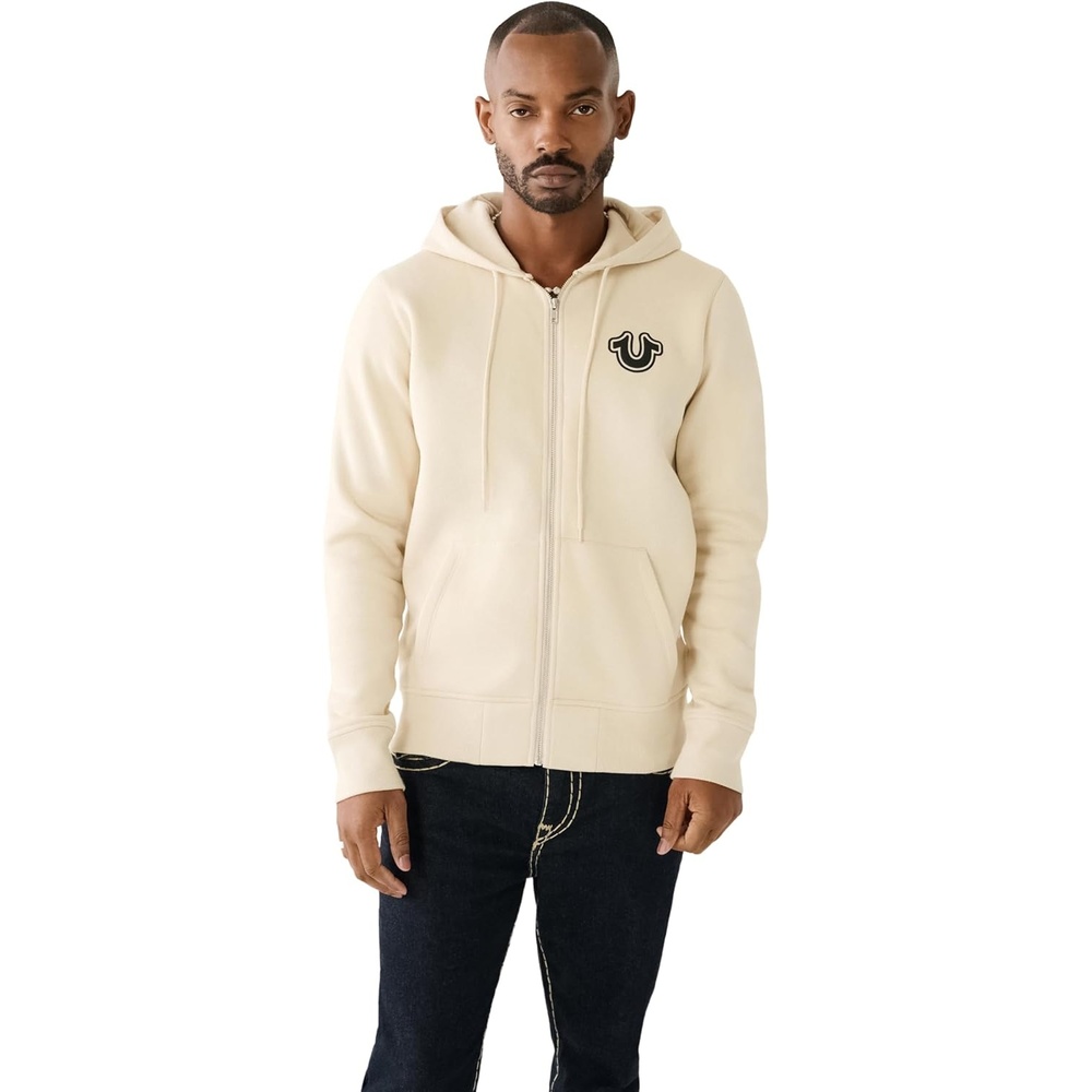 image:imageTrue Religion Mens Puff Print Core Zip Up Hoodie for Men  Y2K Graphic Hoodie Mens Hoodies with Oversized GraphicFog