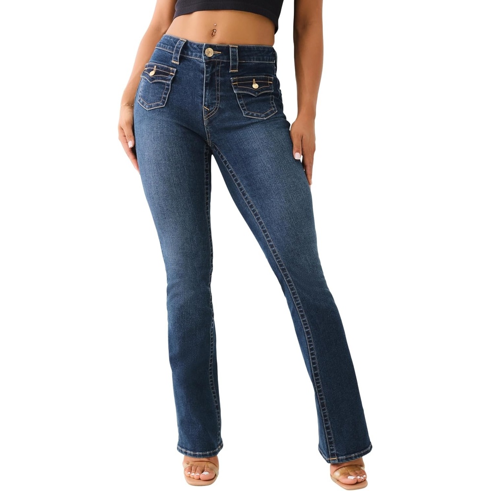 image:imageTrue Religion Womens Becca MID Rise Boot Cut Packet Jeans  Mira ColorMira