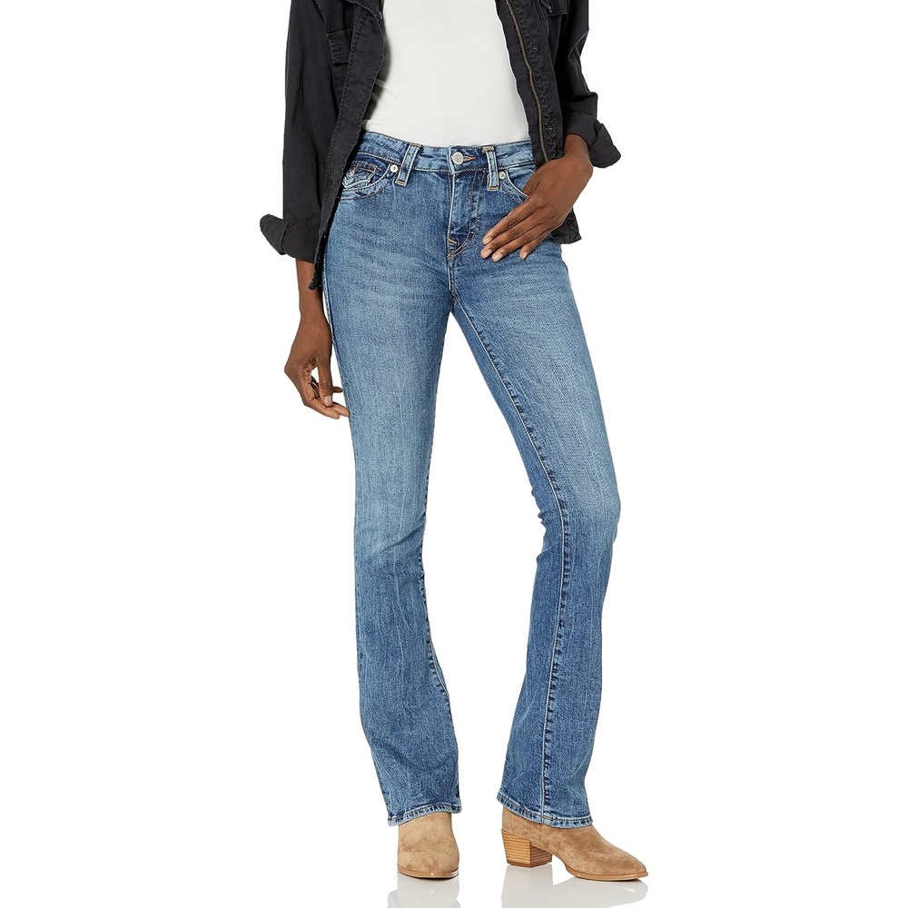 image:imageTrue Religion Womens Becca Mid Rise Boot Super T FlapGhost Wave