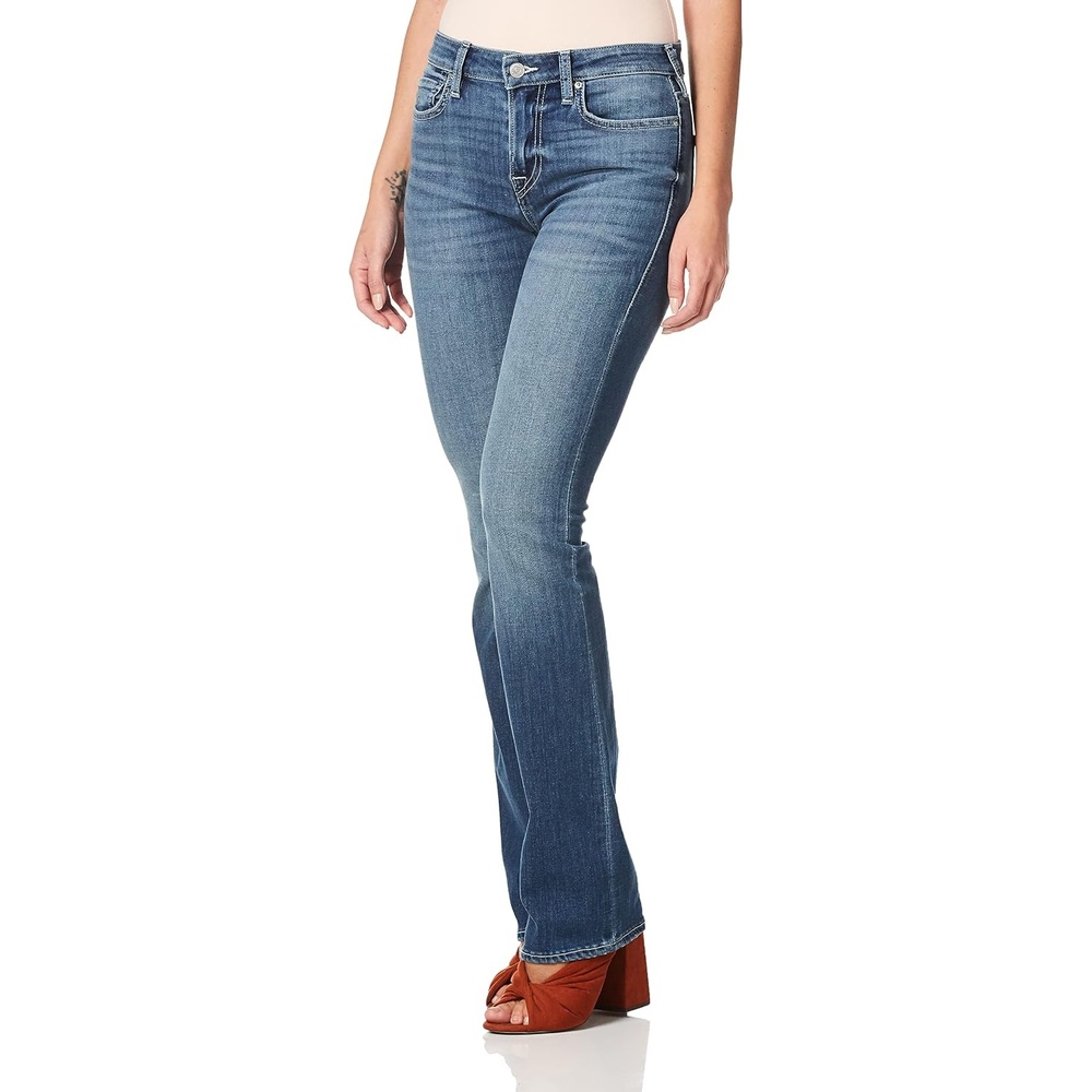 image:imageTrue Religion Womens Becca Mid Rise Bootcut Jeans  Premium Stretch Denim Flattering Ladies JeansBlurred Haze