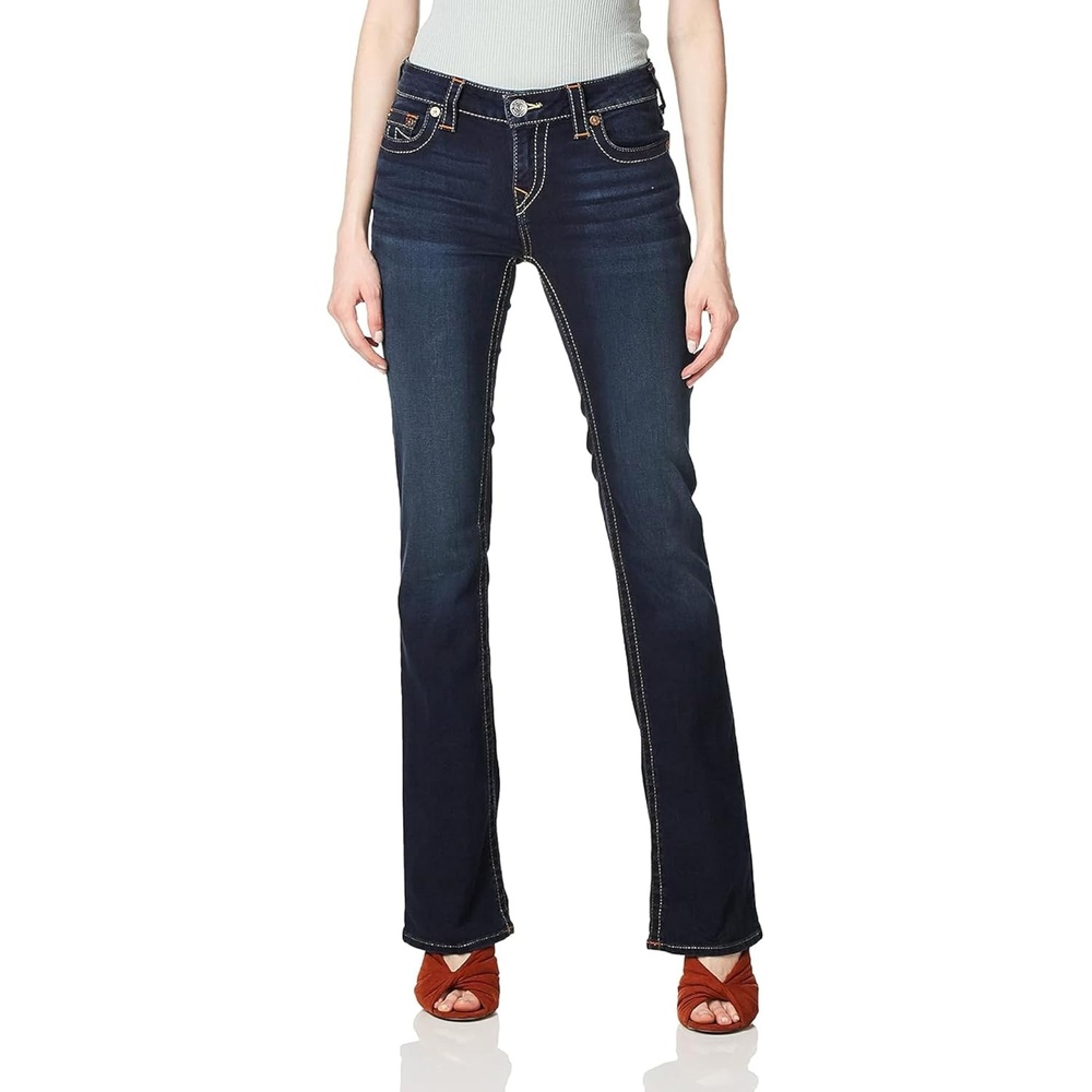 image:imageTrue Religion Womens Becca Mid Rise Bootcut Jeans  Premium Stretch Denim Flattering Ladies JeansIndigo Upgrade