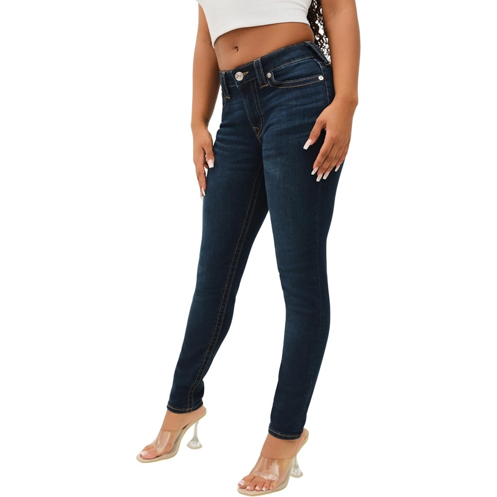image:imageTrue Religion Womens Halle Mid Rise Super Skinny Jean  Womens Jeans Skinny Jeans for Women Stretch DenimIndigo Upgrade