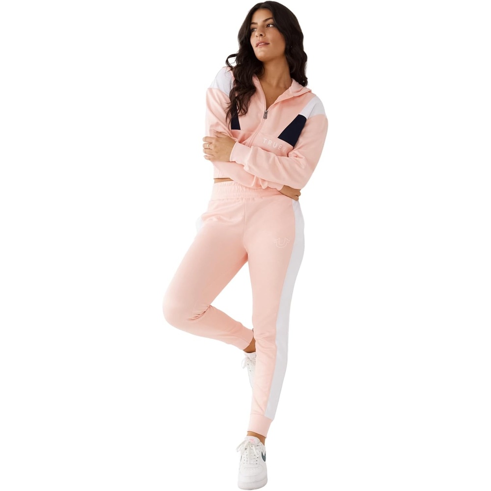 image:imageTrue Religion Womens Horseshoe Colorblock JoggerSweatpantsPink White