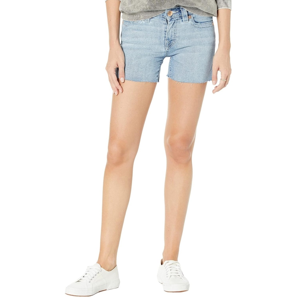 image:imageTrue Religion Womens Jayde Mid Rise Big T Jean ShortWater Dock