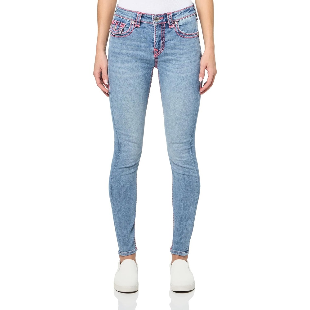 image:imageTrue Religion Womens Jennie Mid Rise Skinny Flap Super TSan Clemente