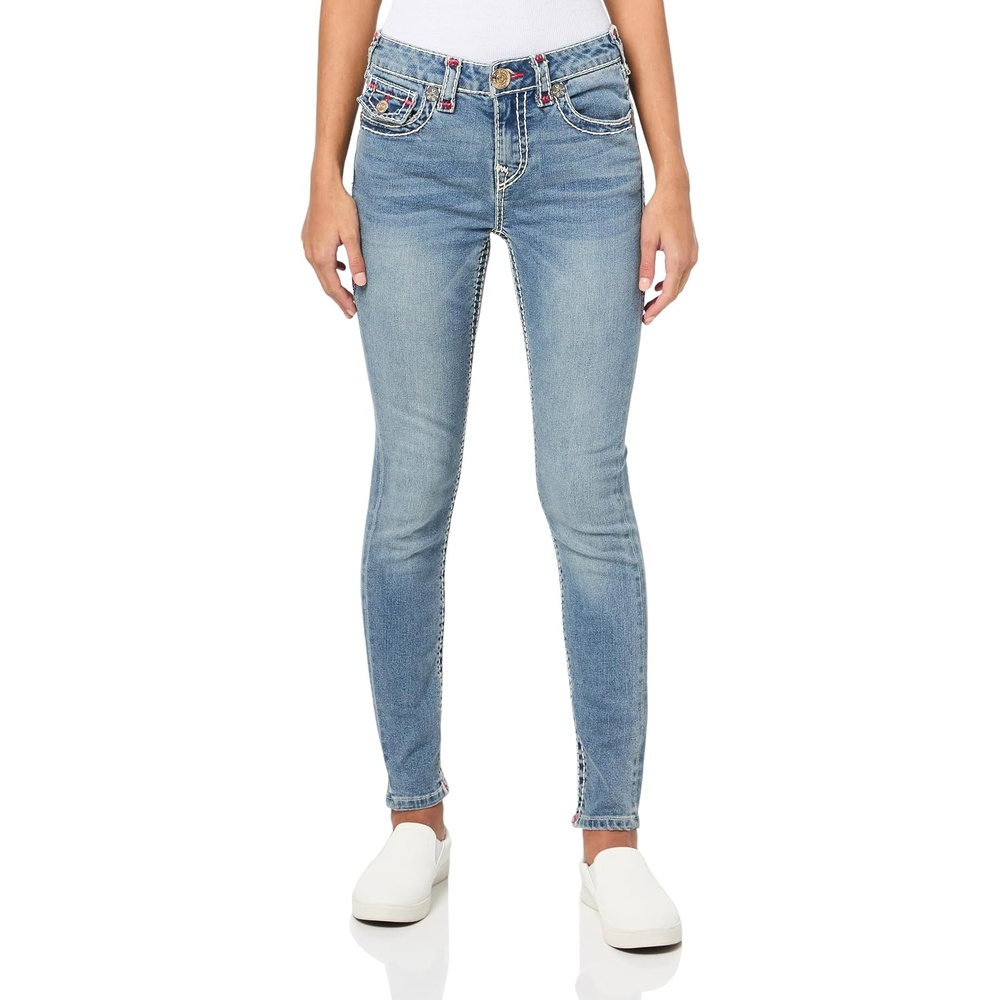 image:imageTrue Religion Womens Jennie MidRise Flap Curve Skinny Jeans Color NoraNora