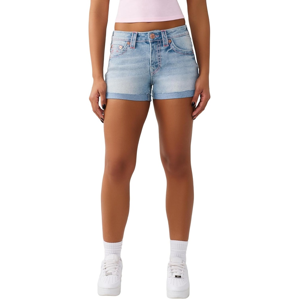 image:imageTrue Religion Womens Jennie Mr Short Big TFlax Flower