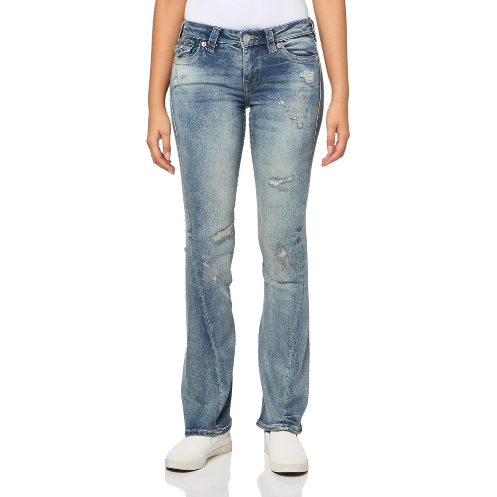 image:imageTrue Religion Womens Joey Mid Rise Flare Jean  Womens Jeans Flare Jeans for Women Comfortable amp TrendyRazor Cut