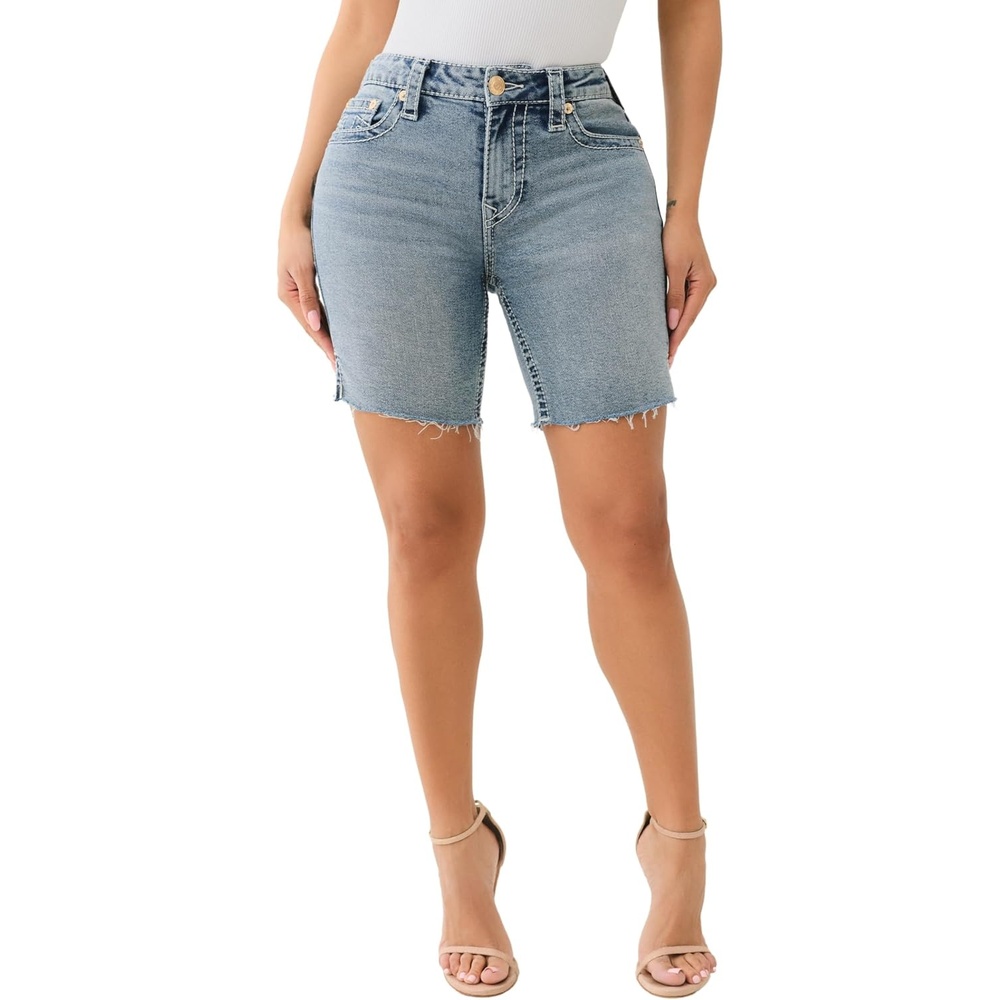 image:imageTrue Religion Womens Riley Mr Bermuda Slit Flap Big T Sunset Beach