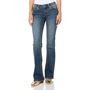True Religion Becca Super T Stitch Bootcut Jeans for Women | Mid-Rise Fit(Crowd Surf Blue​)