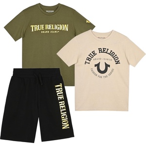 True Religion Boys 3 Piece Short Set for Kids(Stone)