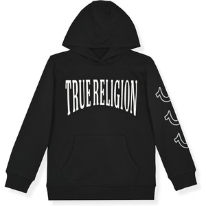 True Religion Boys Fleece Hoodies – Premium Zip Front & Pullover Sweatshirts, Stylish Design & Comfort(Black Pullover)