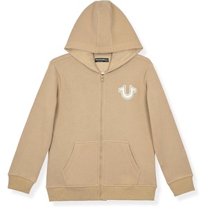 True Religion Boys Fleece Hoodies – Premium Zip Front & Pullover Sweatshirts, Stylish Design & Comfort(Tavertine White Zip)