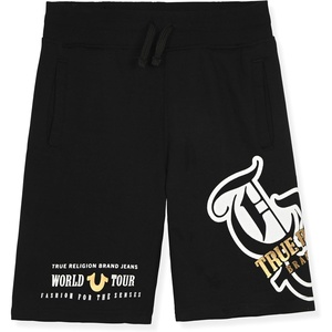 True Religion Boys Shorts Fleece Short for Kids(Black-gold)