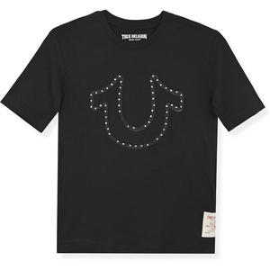 True Religion Boys Tee Shirts Short Sleeve Cotton T-Shirt for Boys Graphic Tees(Black Stud)