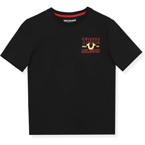 True Religion Boys Tee Shirts Short Sleeve Cotton T-Shirt for Boys Graphic Tees(Black-red)
