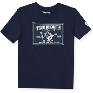 True Religion Boys Tee Shirts Short Sleeve Cotton T-Shirt for Boys Graphic Tees(Dress Blue)
