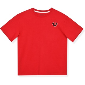 True Religion Boys Tee Shirts Short Sleeve Cotton T-Shirt for Boys Graphic Tees(Hot Red Chainstitch)