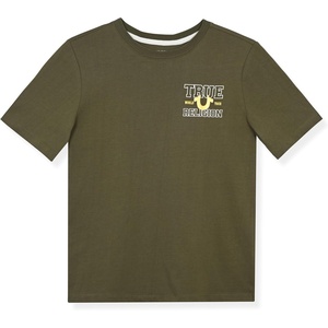 True Religion Boys Tee Shirts Short Sleeve Cotton T-Shirt for Boys Graphic Tees(Kalamata Gold)