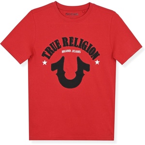 True Religion Boys Tee Shirts Short Sleeve Cotton T-Shirt for Boys Graphic Tees(Red Horseshoe)