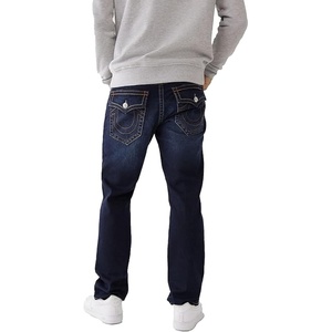 True Religion Men’s Ricky Single Needle Straight Leg Denim Jeans for Men | Classic 5-Pocket Style with Horseshoe Stitching(Dark Wash Muddy Waters)