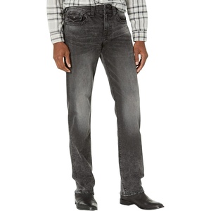True Religion Men’s Ricky Single Needle Straight Leg Denim Jeans for Men | Classic 5-Pocket Style with Horseshoe Stitching(Grey Miner)