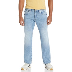 True Religion Men’s Ricky Single Needle Straight Leg Denim Jeans for Men | Classic 5-Pocket Style with Horseshoe Stitching(Light Breakers)