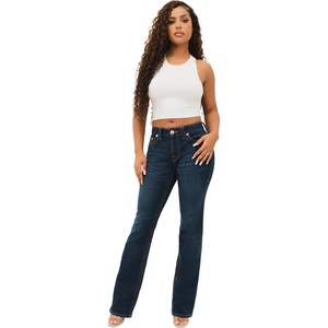 True Religion Women’s Becca Crystal Flap Mid Rise Bootcut Jean | Womens Jeans, Bootcut Jeans for Women, Stretch Denim(Body Rinse)