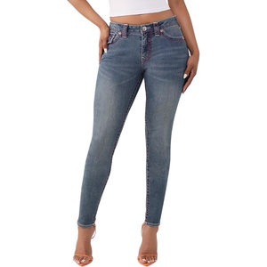 True Religion Women’s Jennie Mr Skinny Big T Flap Jeans | Mid Rise Skinny Fit, Stretch Denim, Premium Fabric Blend(Malibu Stone)