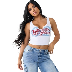True Religion Women’s Rib Notch Tank | Ribbed Texture | Soft Stretch Fabric Tank Top, Flattering Fit(Optic White)