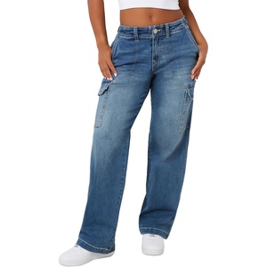 True Religion Women’s SN Cargo Denim Pant | Womens Jeans, Cargo Jeans for Women, Cargo Pants Women(Medium Wintry)