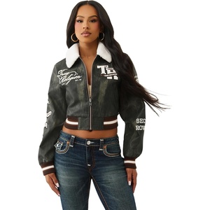 True Religion Women’s Sherpa Collared Aviator Jacket – Fleece-Lined, Button-Front, Pilot Style(Washed Brown)