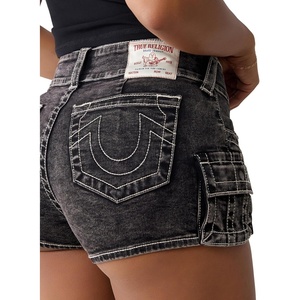 True Religion Women’s Zipper Mid-Rise Hot Shorts – Midnight Mayhem | Denim Shorts with Zip(Midnight Mayhem​)