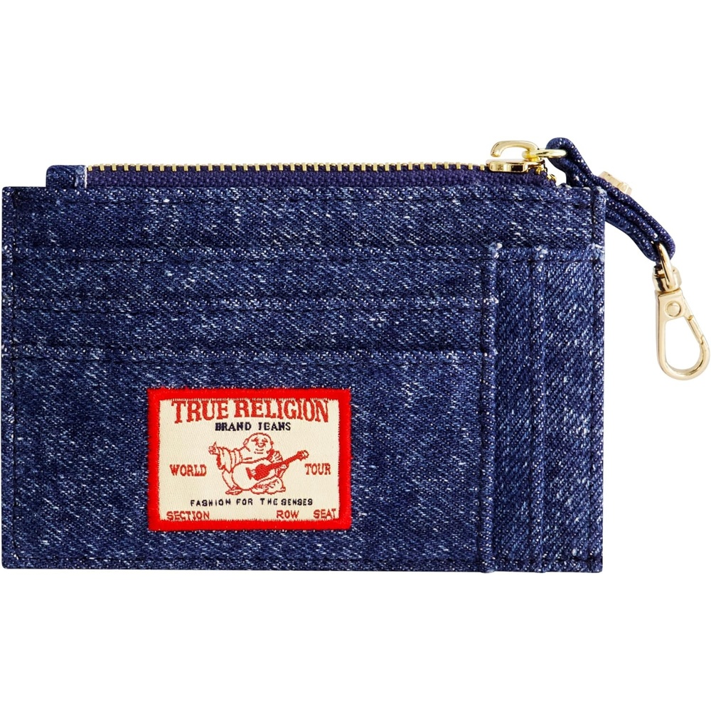image:imageTrue Religion Credit Card Holder Case Zip Wallet with Keychain for Men and Women Denim  Zip Wallet with Keychain for Men and Women