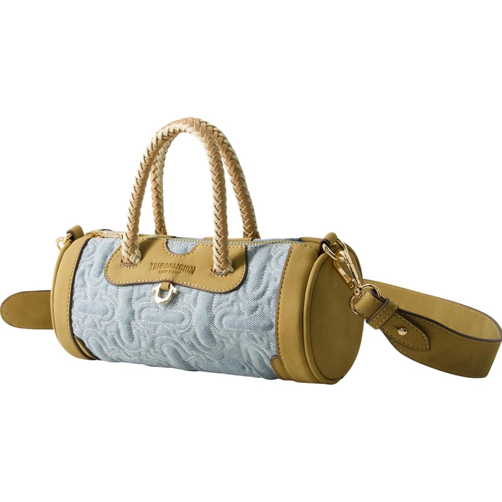 image:imageTrue Religion Duffel Bag Denim One Size  Womens Quilted Handbag with Adjustable Shoulder Strap