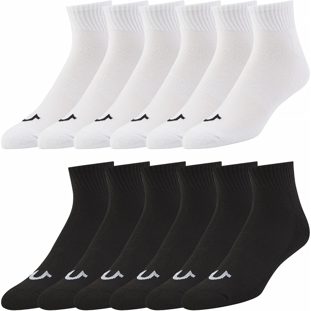 image:imageTrue Religion Mens Ankle Socks for Men 6 amp 12 Pairs Soft Athletic Socks12 Pairs BlackWhite