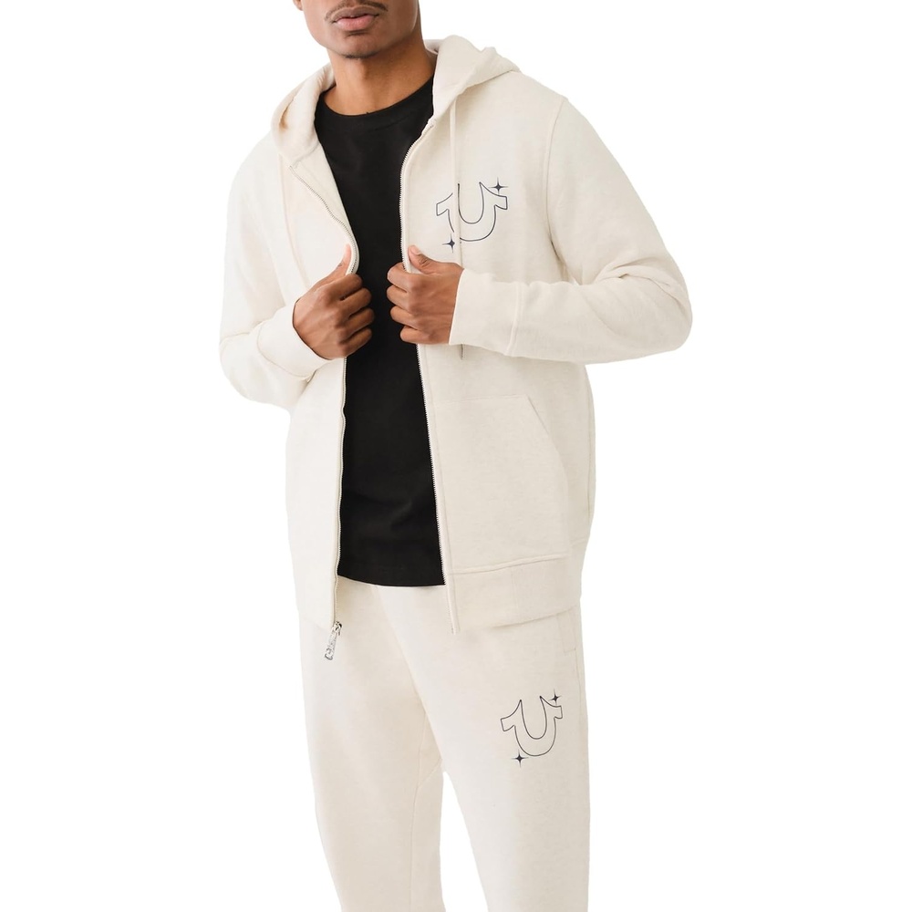 image:imageTrue Religion Mens Buddha Star Zip HoodieHeather Oatmeal